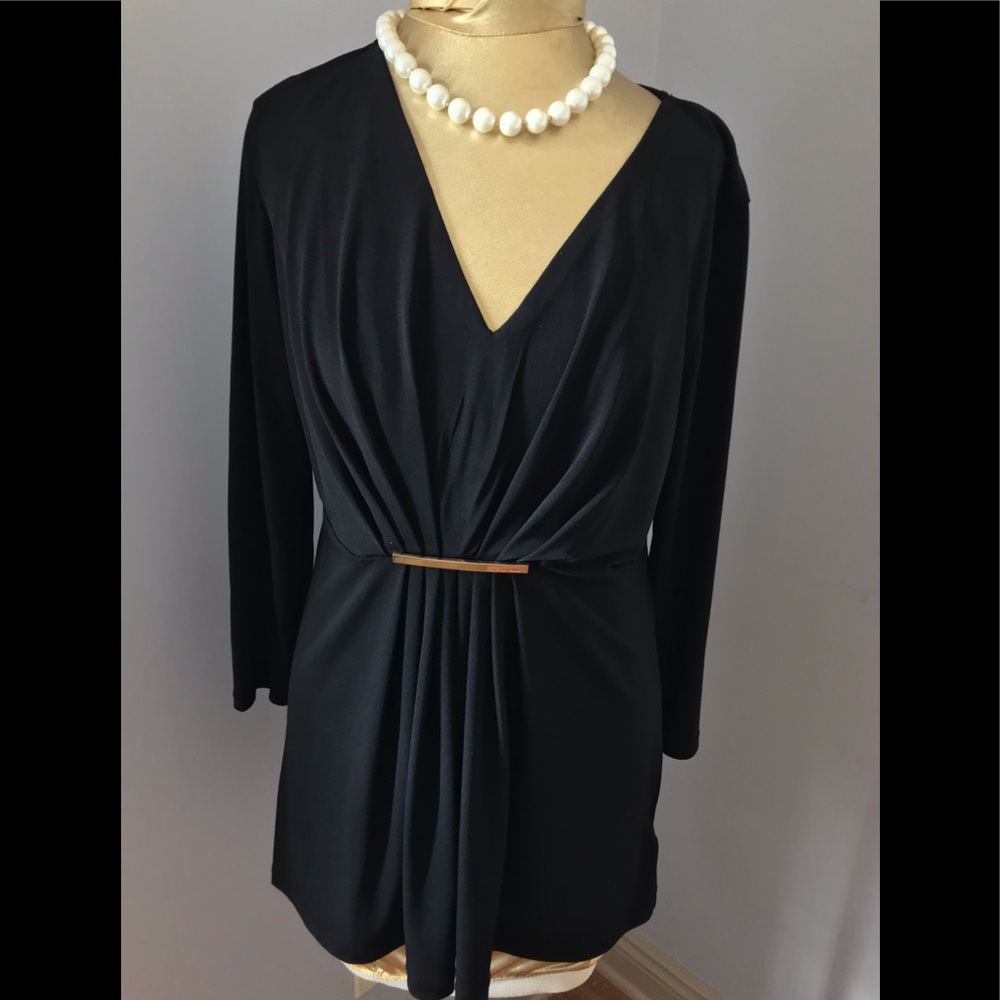Michael Kors Black Blouse V-neck 3/4 Sleeve Medium